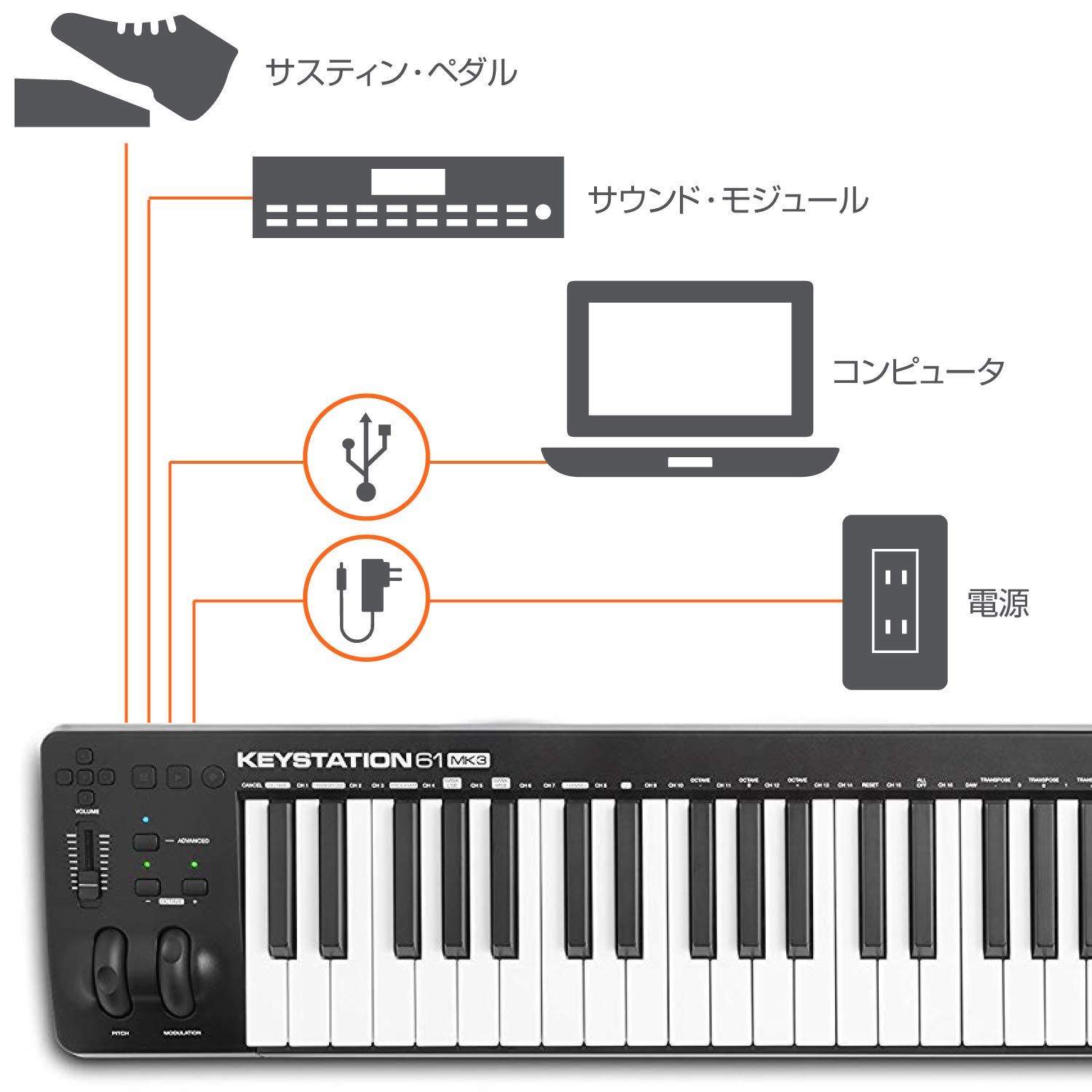 Amazon | 【セット買い】M-Audio USB MIDIキーボード 61鍵 ピアノ音源