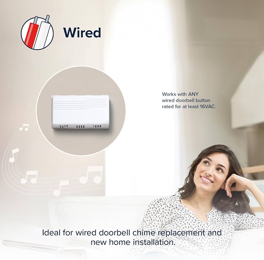 Heath Zenith Wired Mechanical Doorbell Chime, White, Plastic