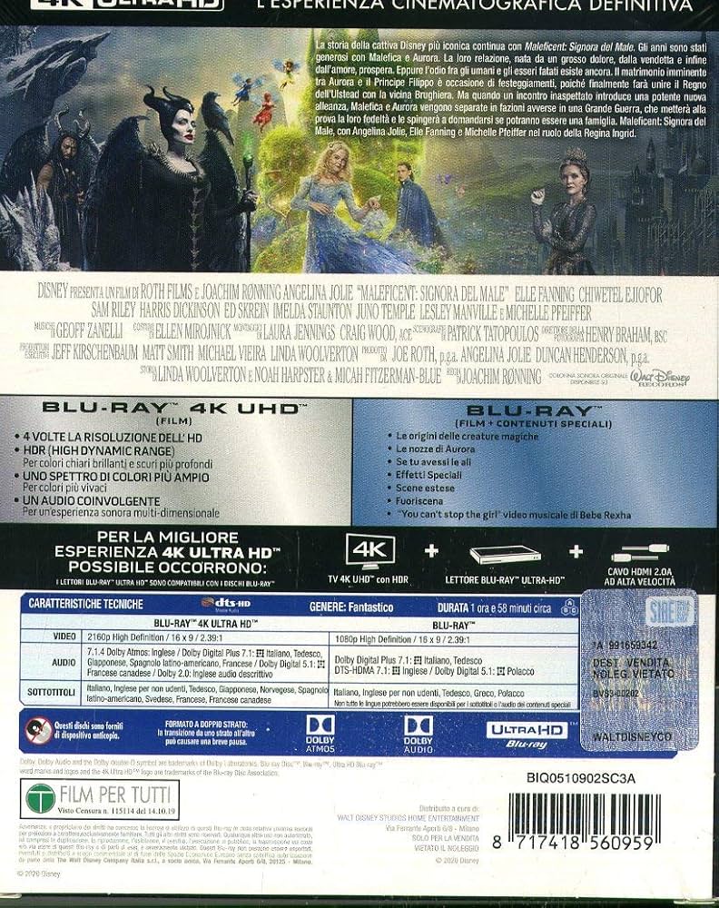 Amazon.co.jp | マレフィセント2 Maleficent Signora Del Male 4K UHD