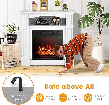 DORTALA 81CM Electric Fireplace with Mantel, 5000BTU Freestanding