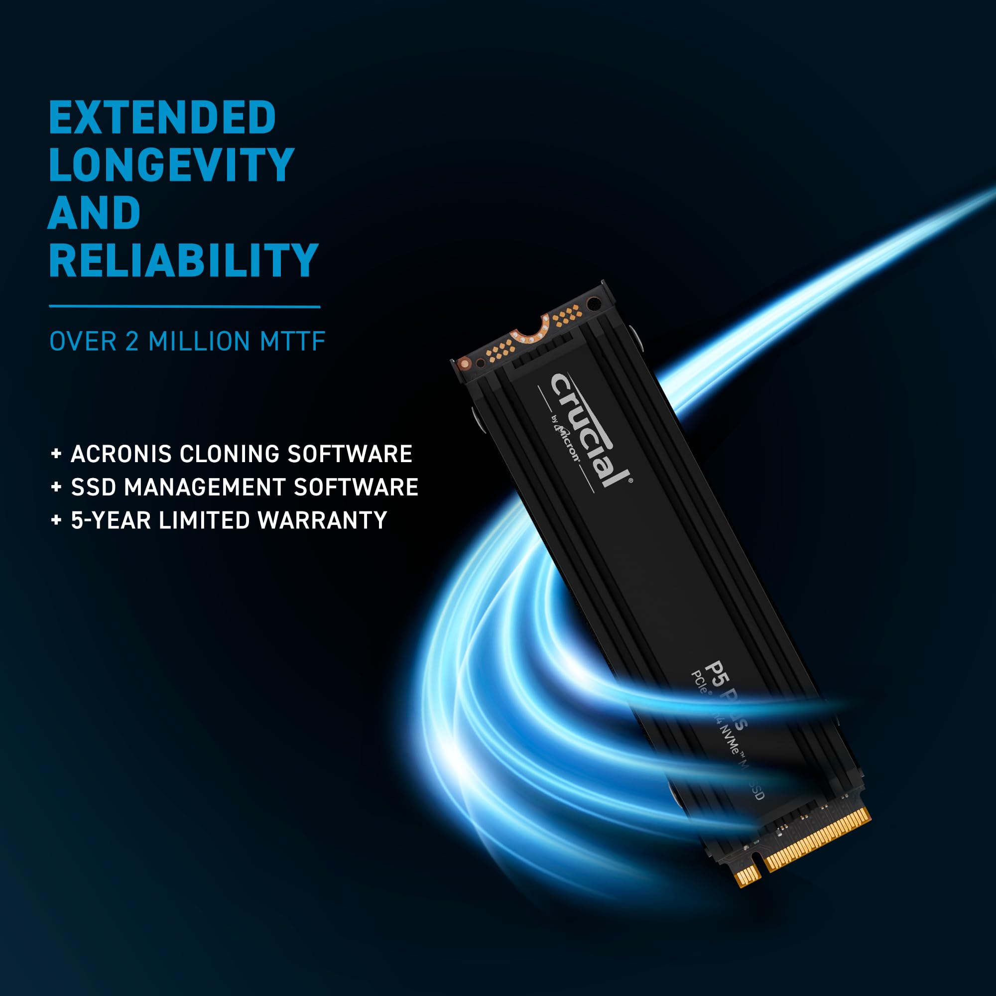 Crucial P5 Plus 2TB Gen4 NVMe M.2 Internal Gaming SSD with