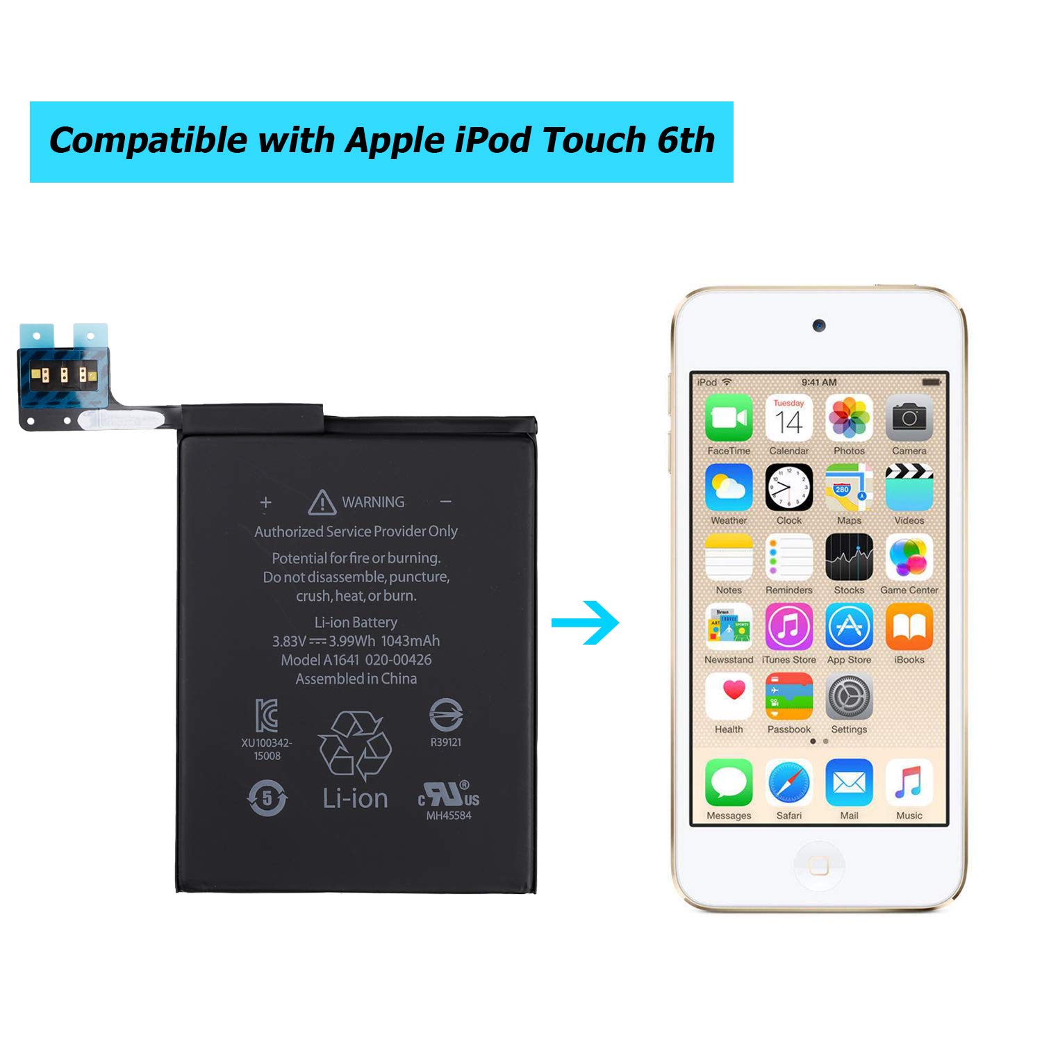 Amazon.com: Vvsialeek Li-ion Battery A1641 Compatible with iPod
