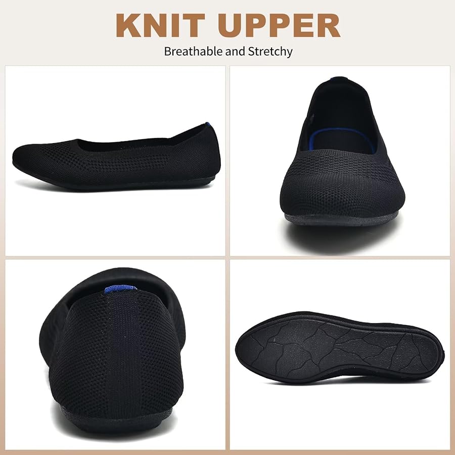 Amazon.com | Puxowe Women's Ballet Flat Shoes Round Toe Knit Dress