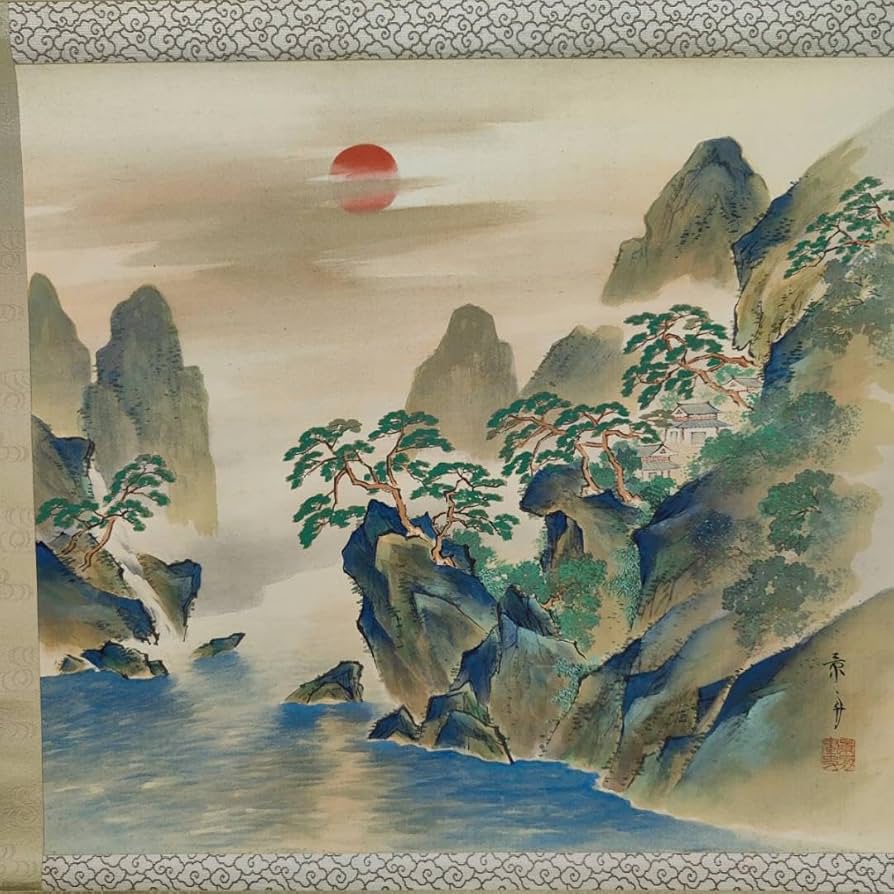 真作/藤井松山/達磨図/寿山桐極箱付/布袋屋掛軸HJ-331 真作/藤井松山