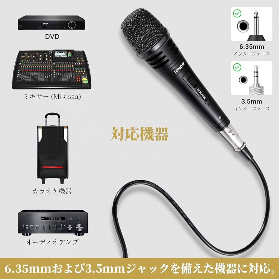 Amazon.co.jp: TONOR ダイナミックマイク（6.35mmと3.5mmプラグ5M XLR
