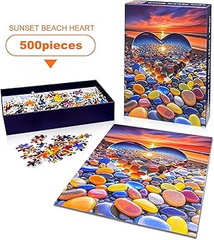 Amazon.com: 500 Piece Jigsaw Puzzle for Adults Heart-Shaped Sunset