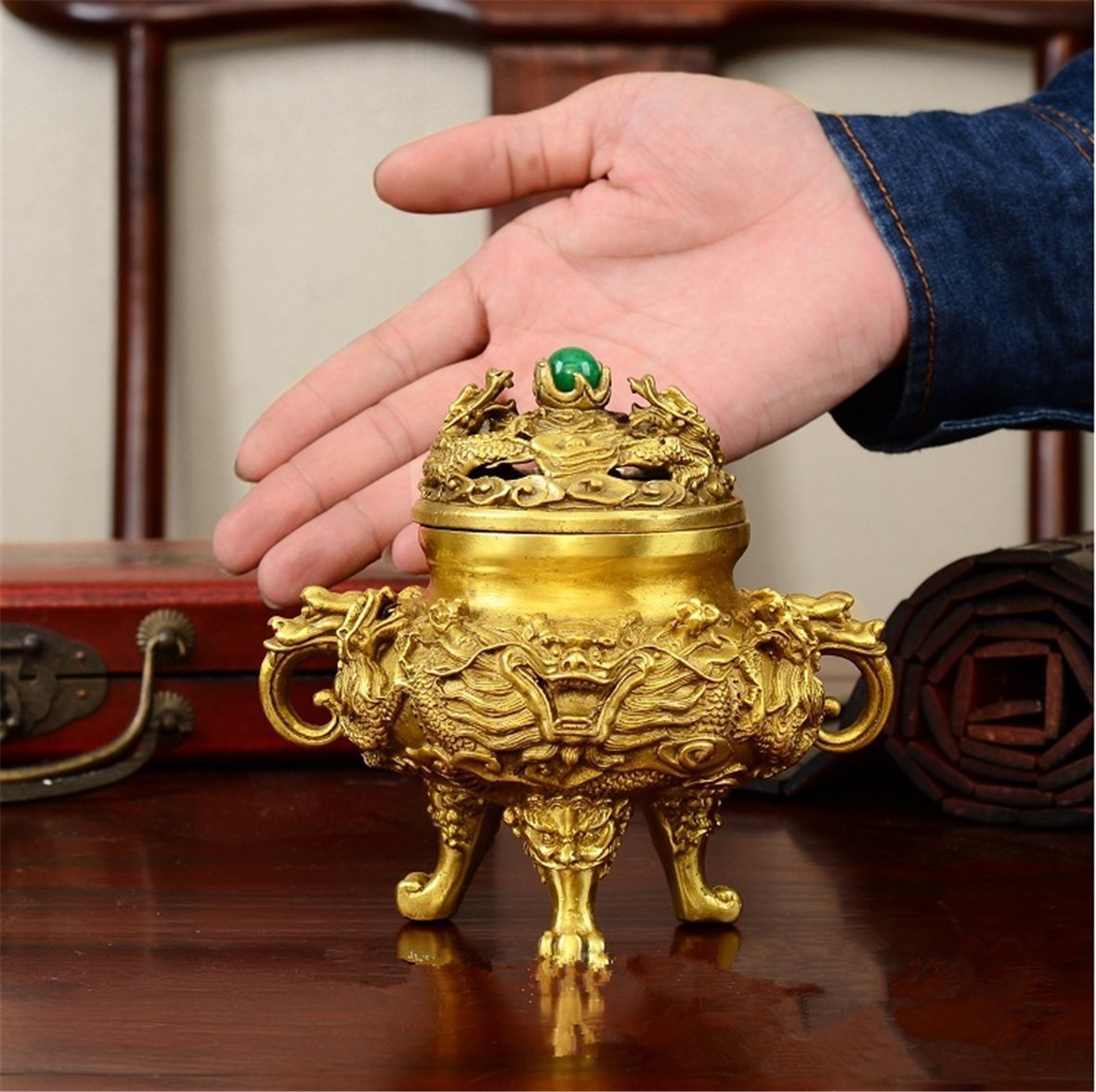 Amazon.co.jp: 風水グッズ 銅製 風水 九頭龍 香炉(小) 風水 龍 置物