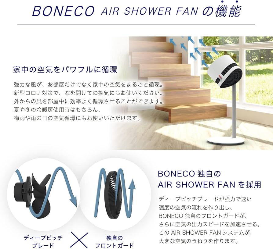 Amazon | BONECO AIR SHOWER FAN [サーキュレーター/静音/20畳対応