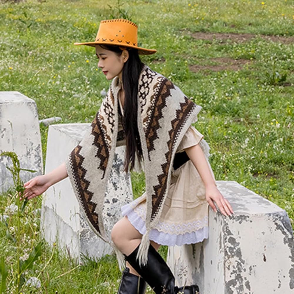 Amazon | [THLD] レディース ポンチョ 大判 ストール エスニック柄 服