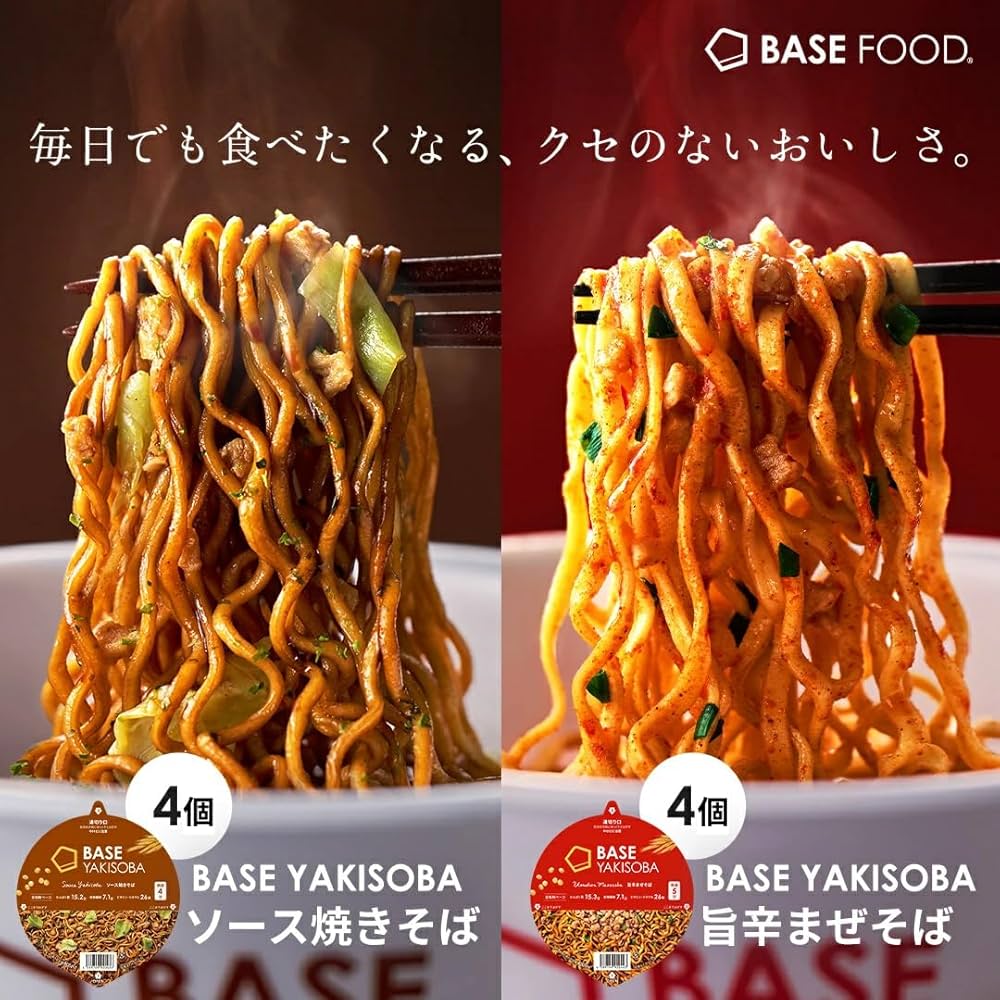 Amazon.co.jp: ベース焼きそば 2種8個[ソース・旨辛] カップ麺