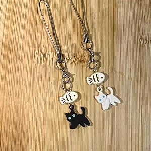 Amazon.com: PUCAPOCO Black Cat Phone Charm Cute Kawaii Cat Fish