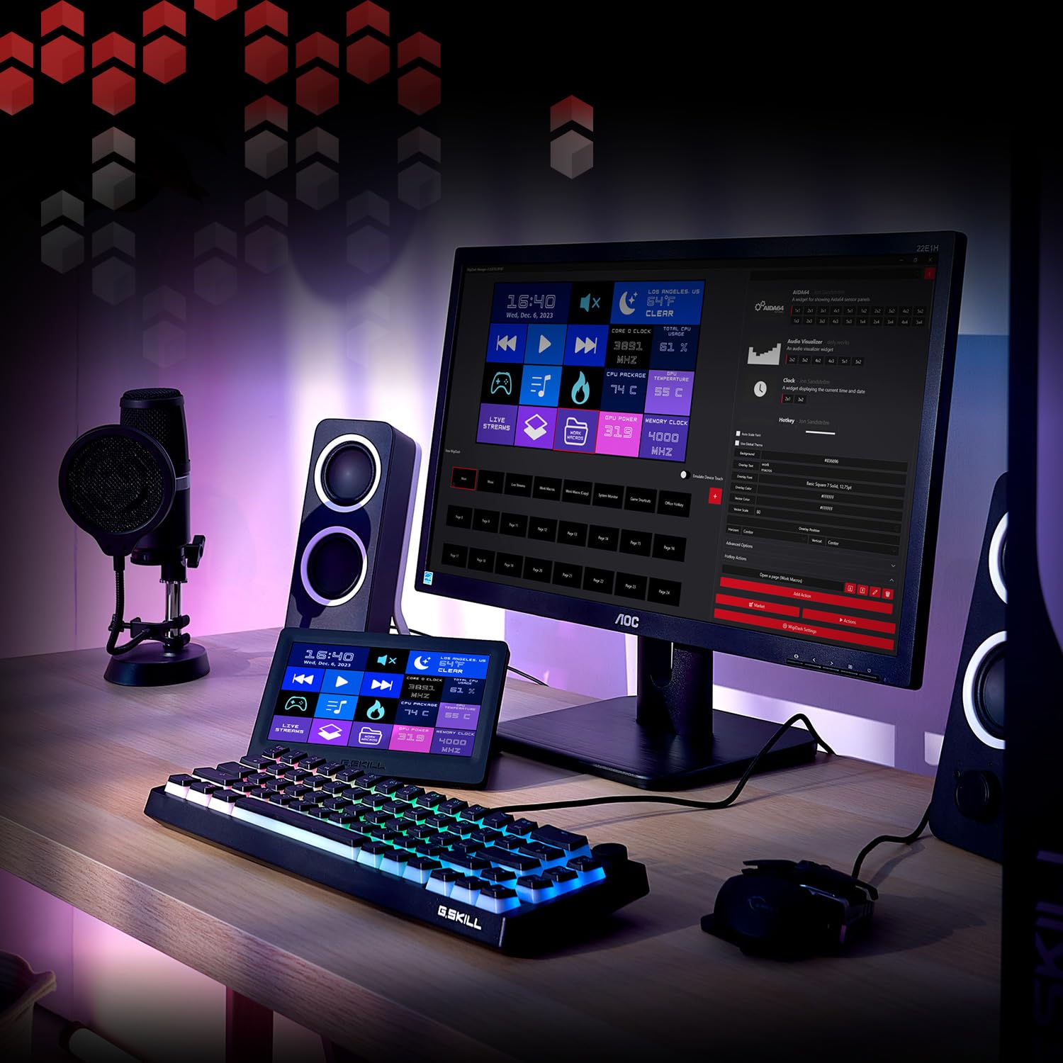 G.SKILL WigiDash PC Command Panel - 7 inch Touch Display, Up to 20