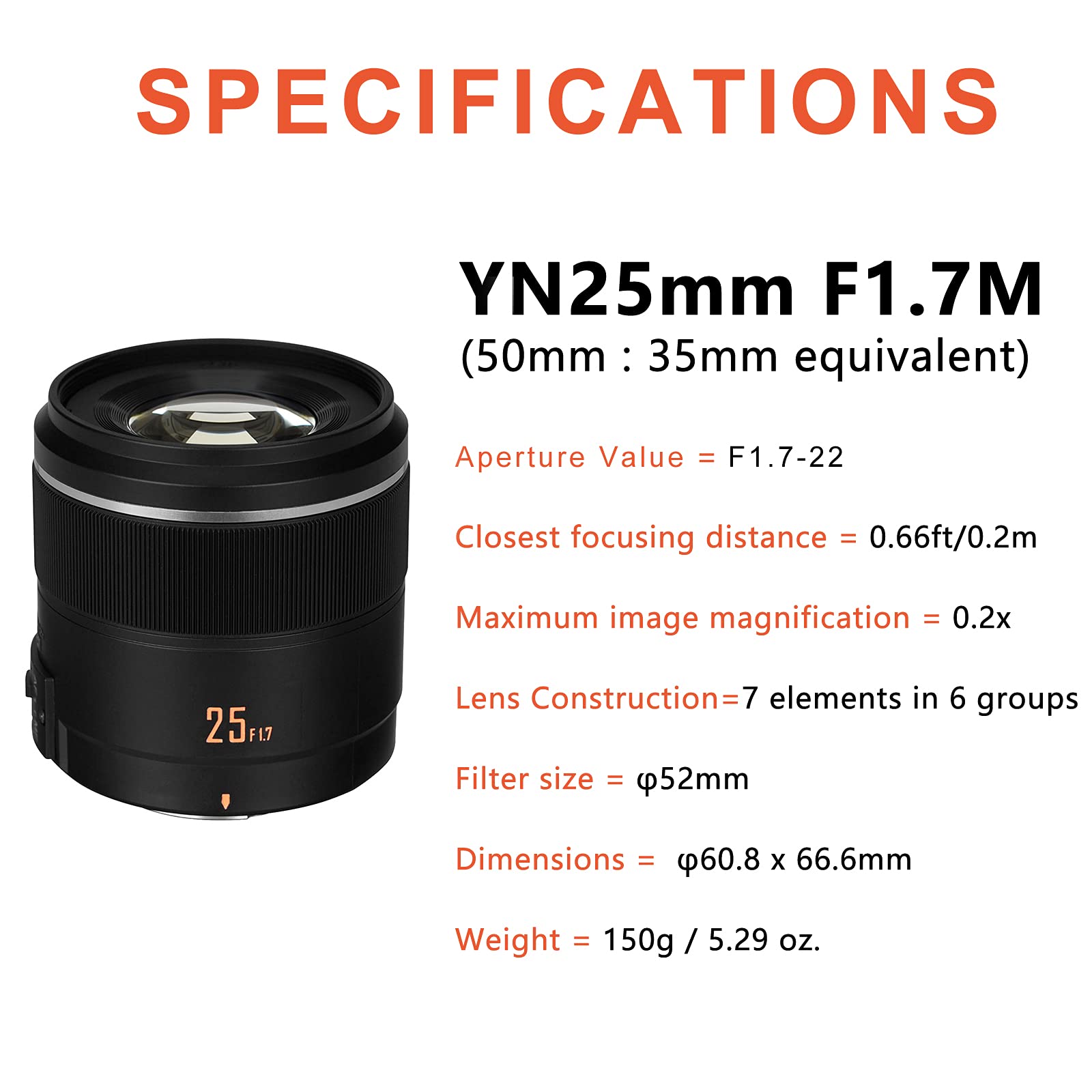 Amazon | YONGNUO YN25mm F1.7M オートフォーカス標準プライムレンズ