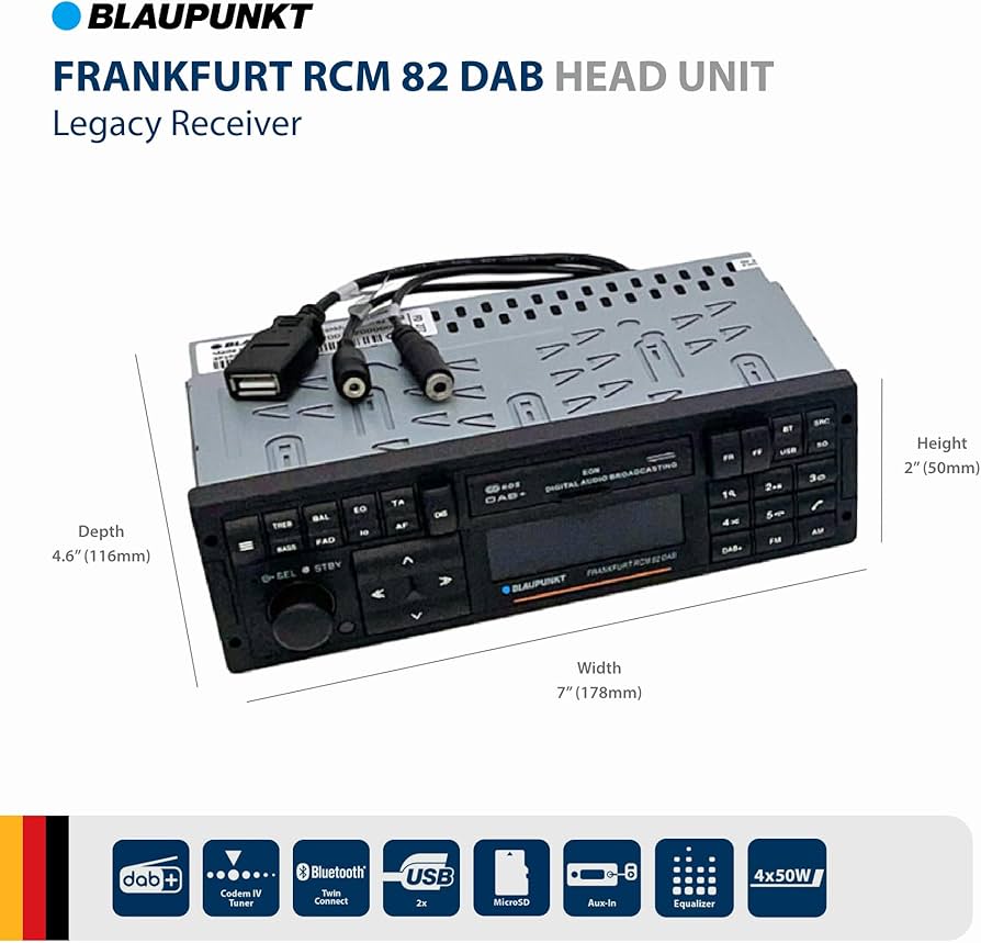 BLAUPUNKT FRANKFURTRCM82DA 1 DIN Mechless Retro Classic Bluetooth