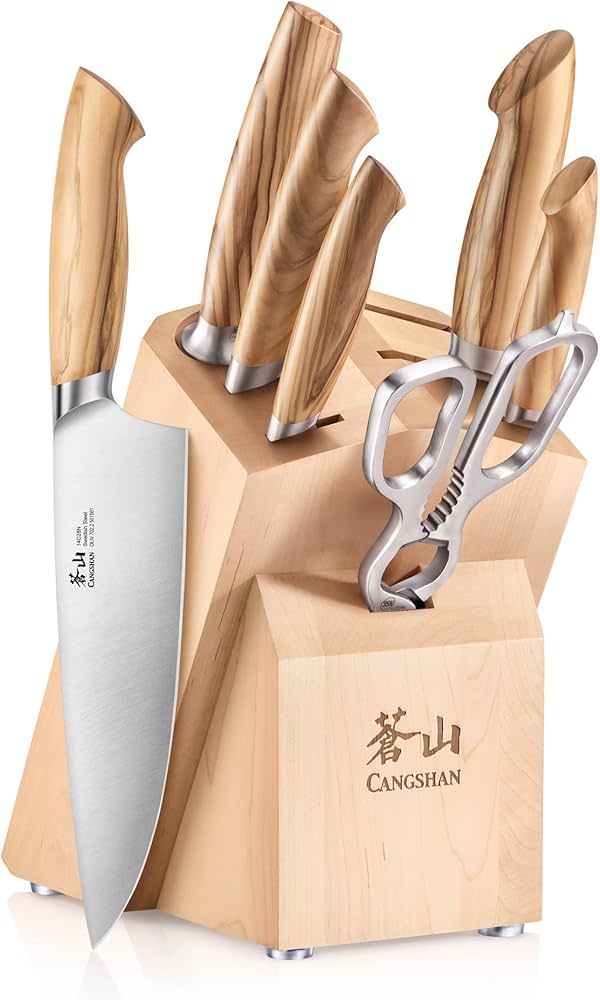 Amazon.com: Cangshan OLIV Series 8-Piece Knife Block Set, Forged