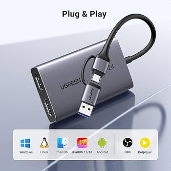 Amazon.co.jp: UGREEN 2K@30Hz HDMI Capture Card 4K@30Hz with Pass