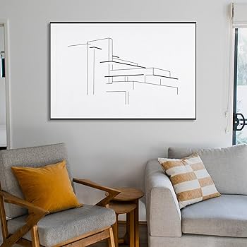 Amazon.co.jp: フランクロイドライトの落水荘抽象的な線画ミニマリスト