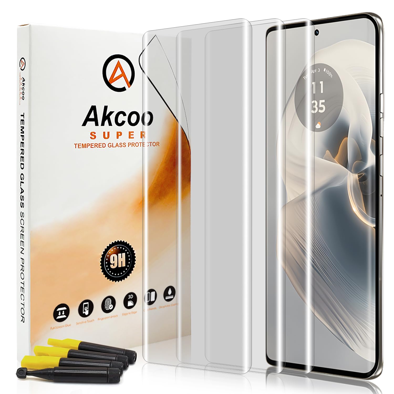 Amazon | Akcoo [3枚入] Motorola Edge 50 Proガラスフィルム (液体