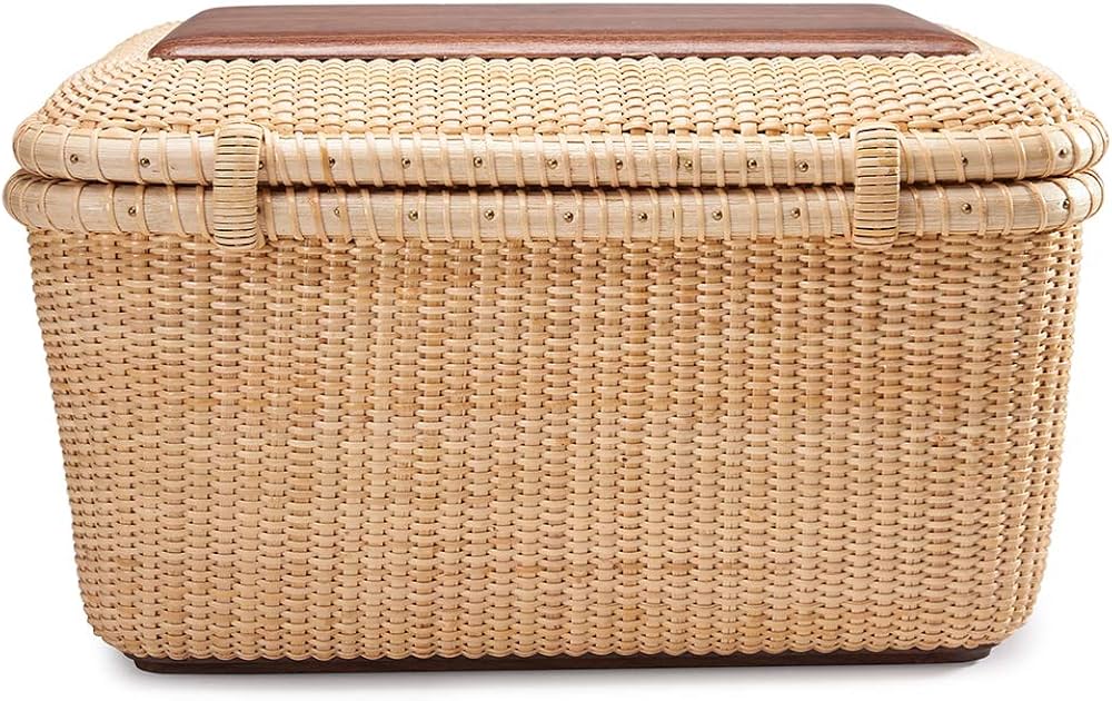 Amazon.co.jp: Teng Tianナンタケットバスケットかご 籐細工 蓋つきの