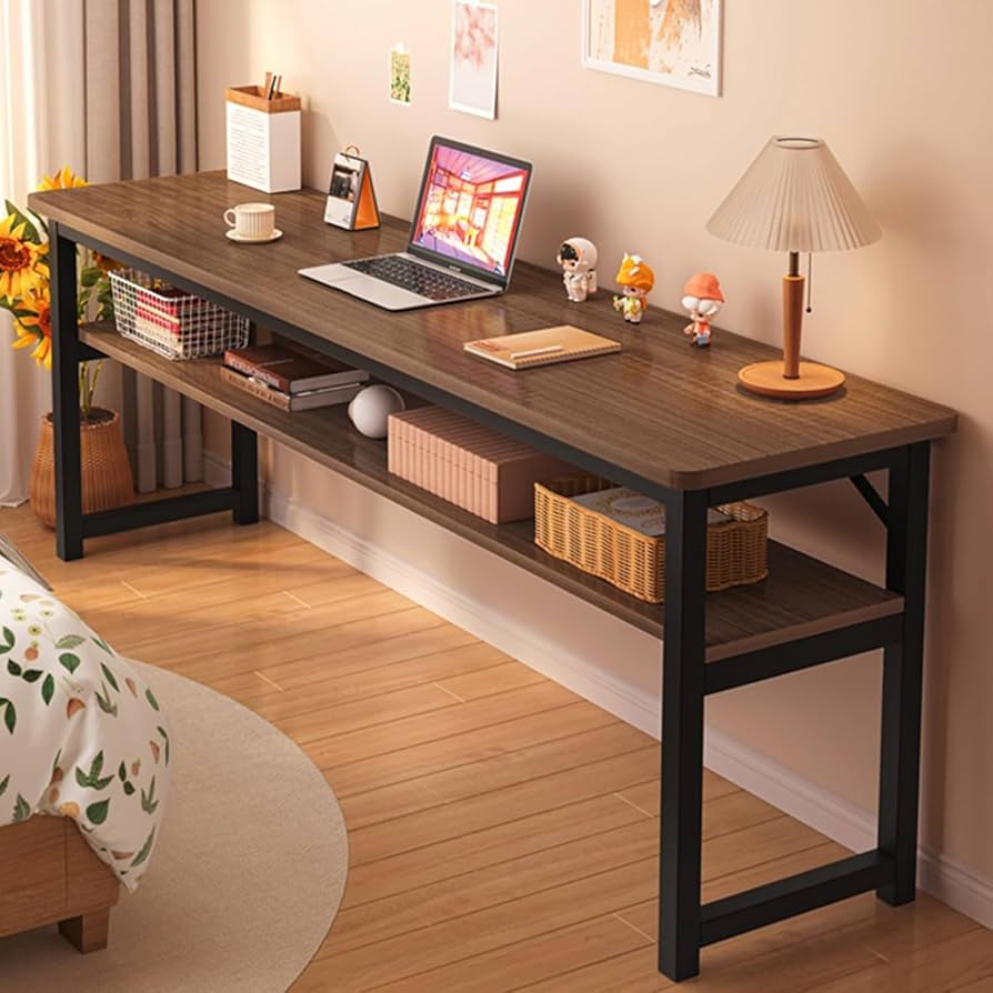 Amazon | Hggdsac 二段デスク 作業机 サイドテーブル 幅40×長さ140×高