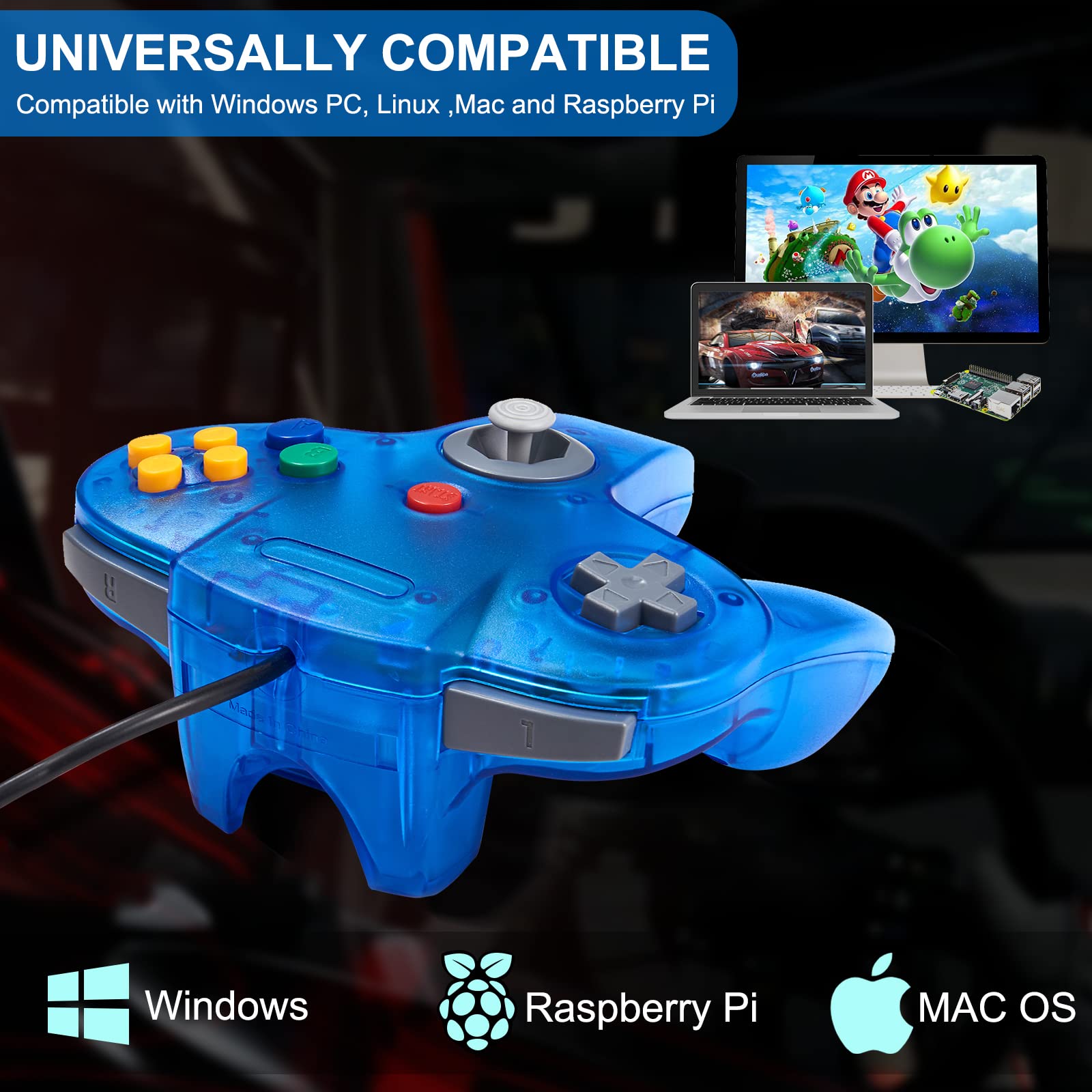 Amazon.com: KIWITATA Classic N64 USB Controller for PC, Retro N64