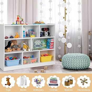 Amazon.com: Costzon 3-Shelf Bookcase for Kids, Wooden Toy Storage