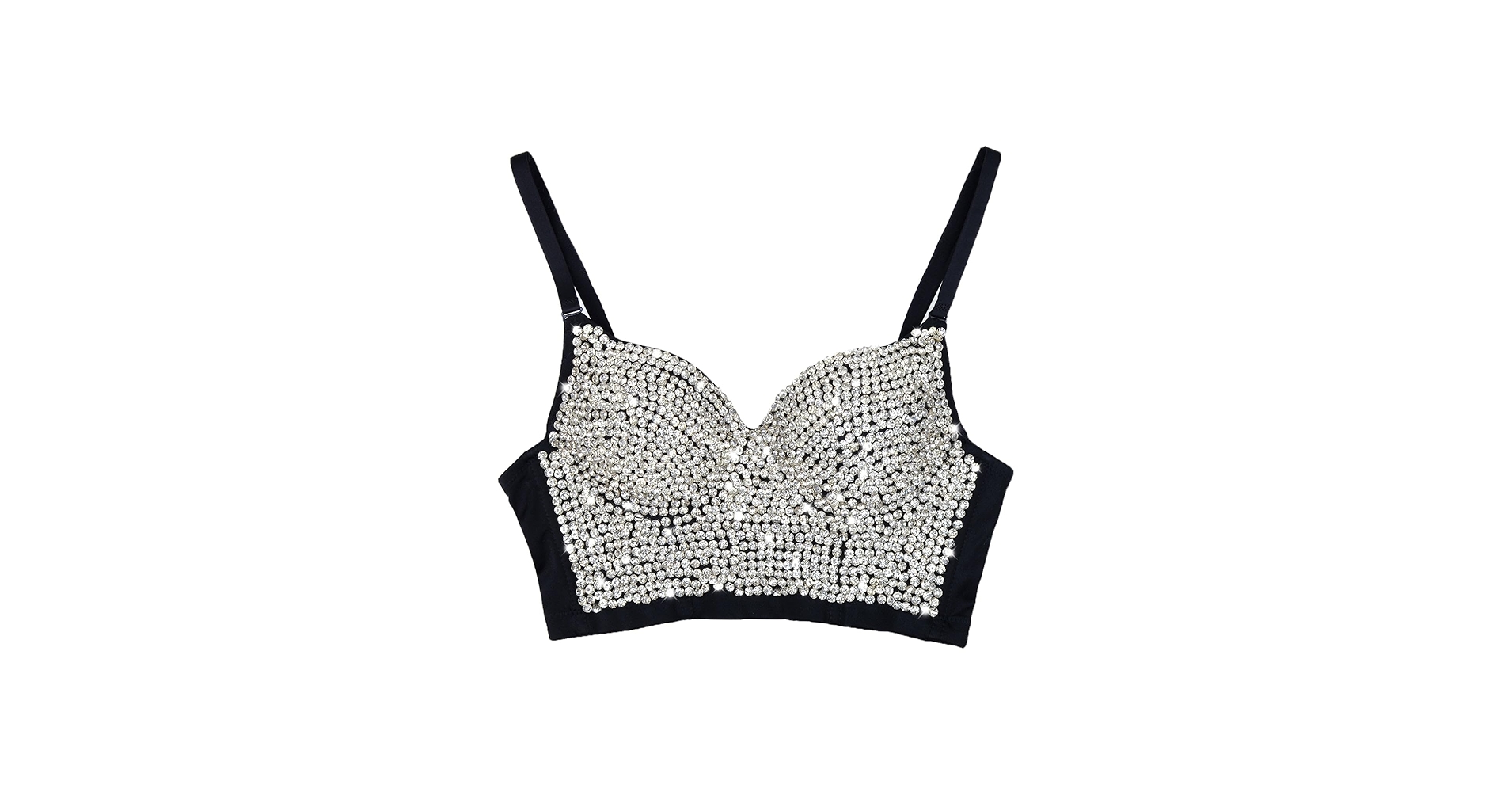 ELLACCI Women's Rhinestone Diamond Push up Bustier Crop Top Sexy