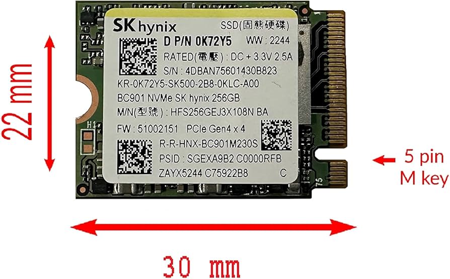 Oemgenuine OEM Hyn BC901 256GB M.2 PCI-e GEN 4X4 NVME SSD Internal