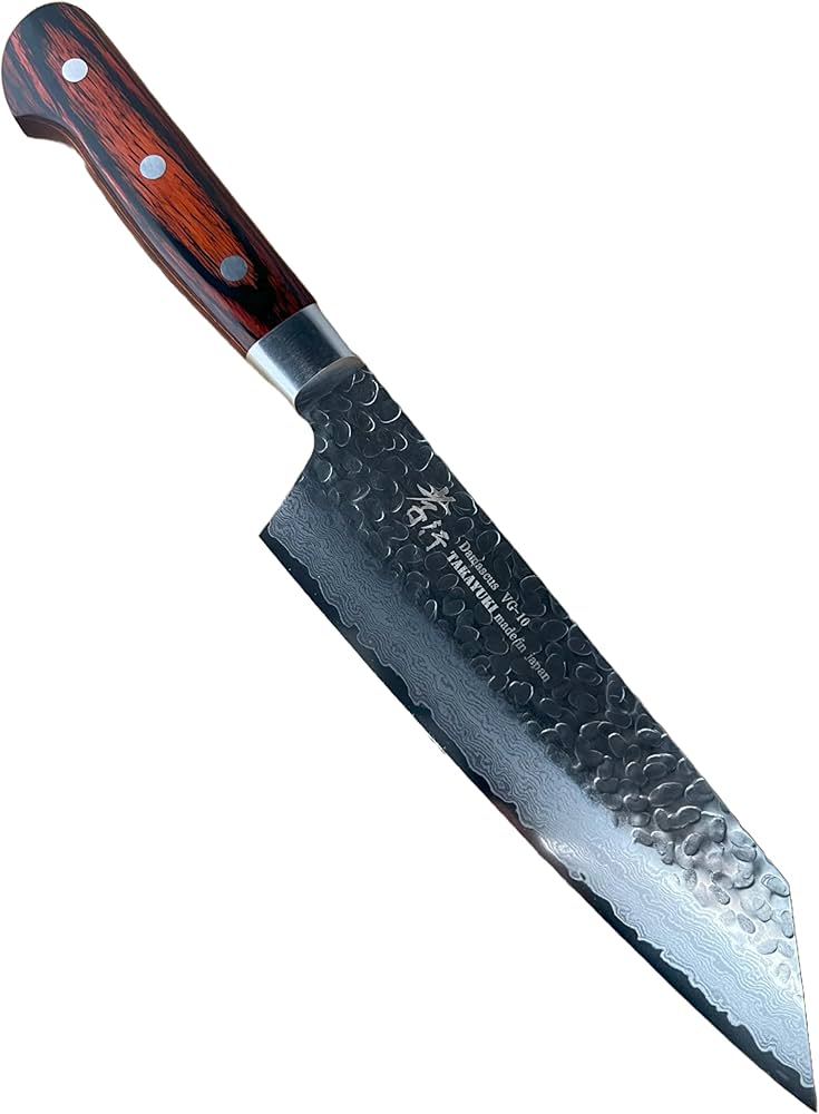 Amazon | 堺孝行 槌目ダマスカス VG10割込み 33層 剣型三徳 160mm | 堺