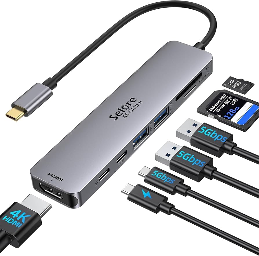 Amazon.com: USB C Hub HDMI Adapter for MacBook Pro/Air, 7 in 1