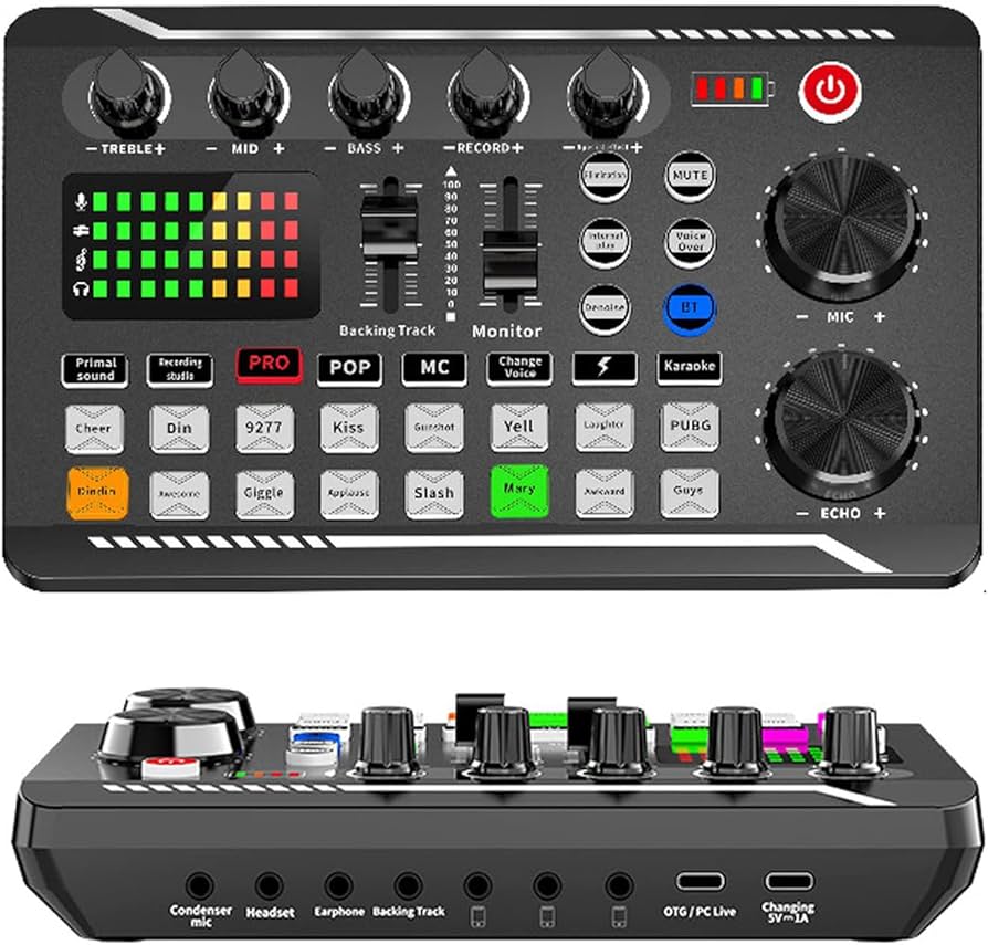 Amazon.com: F998 Live Sound Card Audio Mixer, Podcast Audio