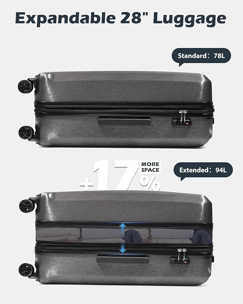 Amazon.com | Coolife Luggage PC+ABS Expandable Hardshell Suitcase