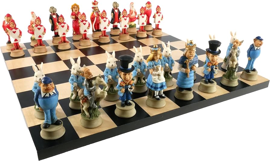 Amazon | Alice in Wonderland Resin Chess Set with Black/Maple