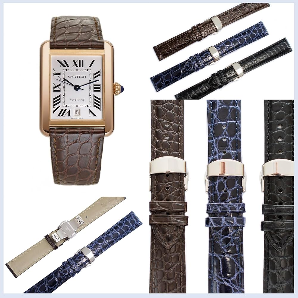 Amazon.com: Crocodile Leather Straps For Cartier Watches With