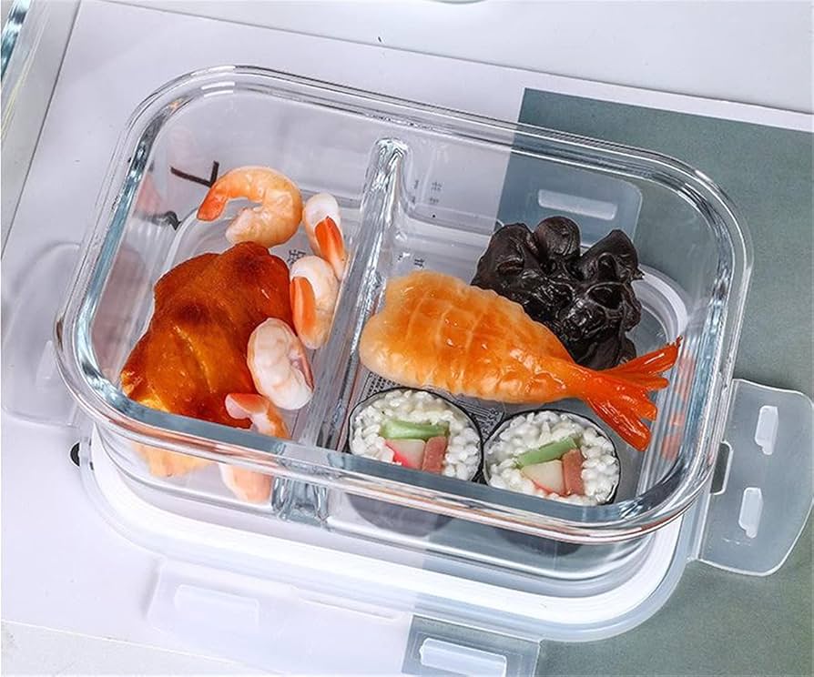 Amazon｜[ジンニュウ] 保存容器 耐熱ガラス お弁当箱 仕切リ ランチ