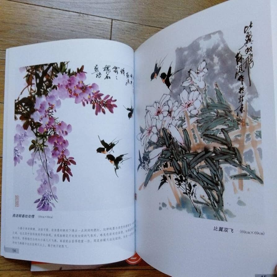 Amazon.co.jp: 中国水墨画花鳥画大型教科書㊤㊦冊画家徐湛著水墨画教室