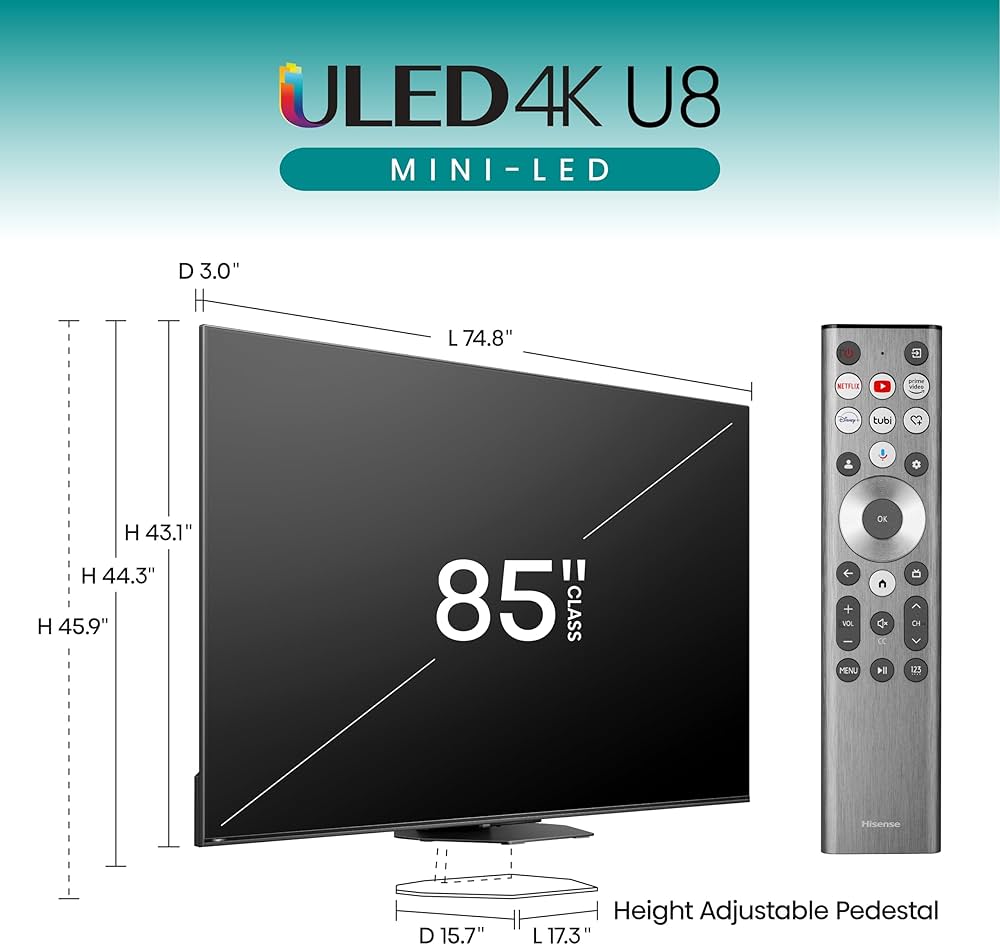 Amazon.com: Hisense 85-Inch Class U8 Series Mini-LED ULED 4K UHD