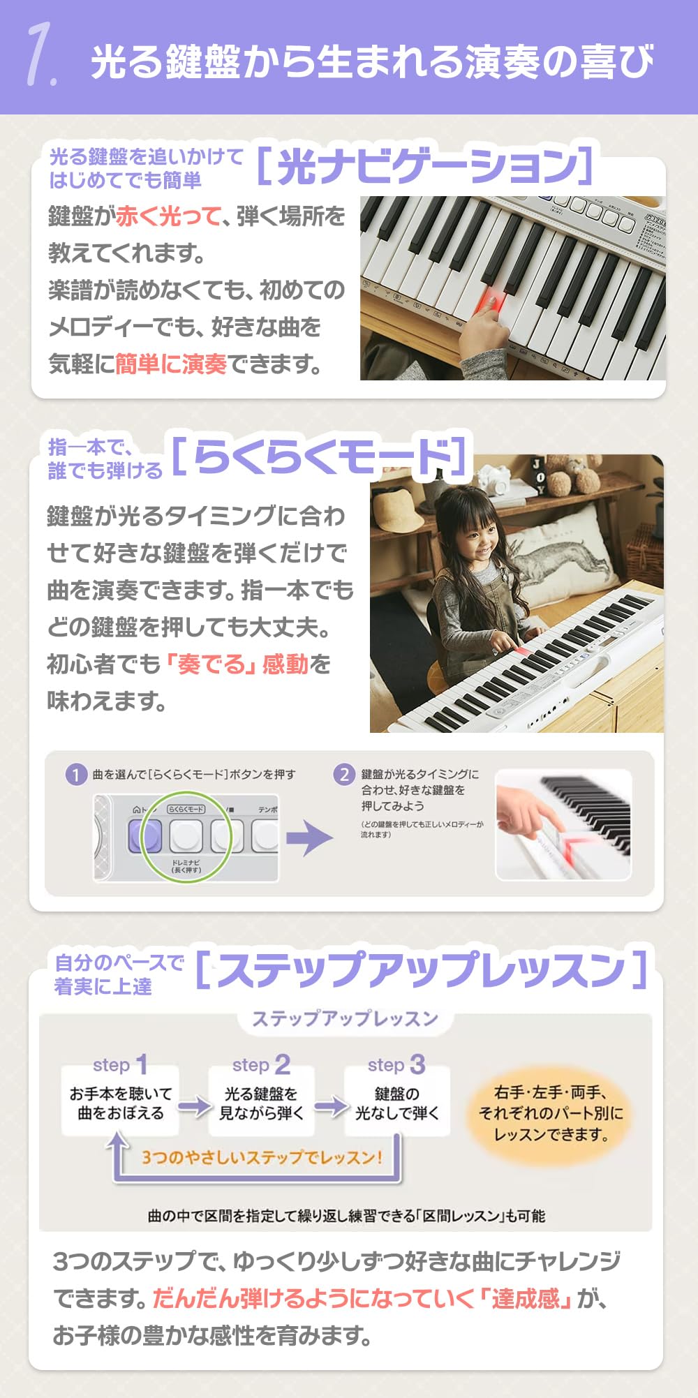 Amazon.co.jp: CASIO LK-330 光ナビゲーションキーボード 61鍵盤
