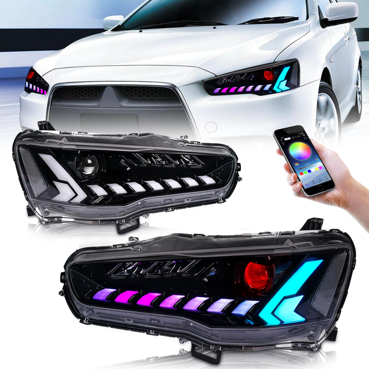 Amazon | Archaic 三菱 ランエボX RGBヘッドライト ランエボ10 CZ4A