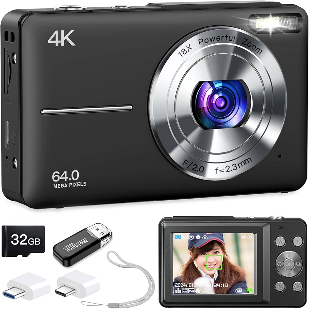 Amazon | Moledro 4K デジタルカメラ デジカメ 6400万画素 32GB