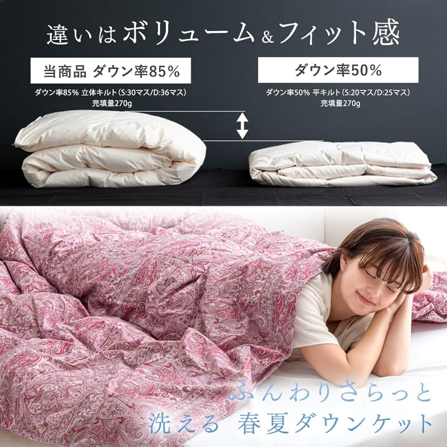 Amazon｜タンスのゲン 肌掛け布団 シングル 日本製 洗える 羽毛 ダウン