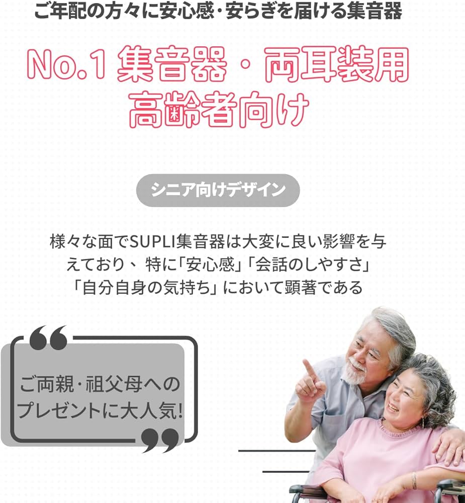 Amazon.co.jp: 正規品 SUPLI 会話のしやすさ 両耳装用 集音器 音声拡張