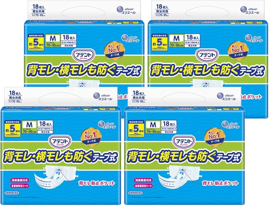 Amazon.co.jp: アテント テープ式 Mサイズ 消臭効果付き 背モレ・横