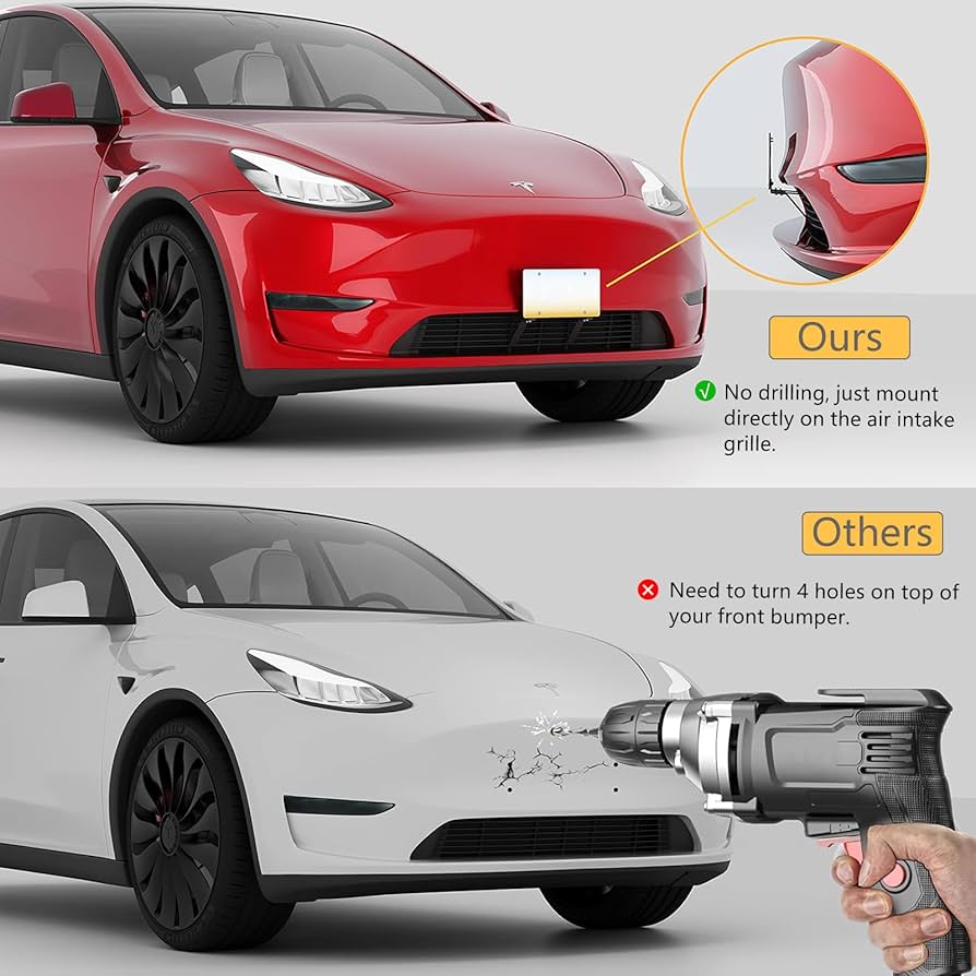 Amazon.co.jp: ドリル不要 ナンバープレートホルダー テスラモデルY用