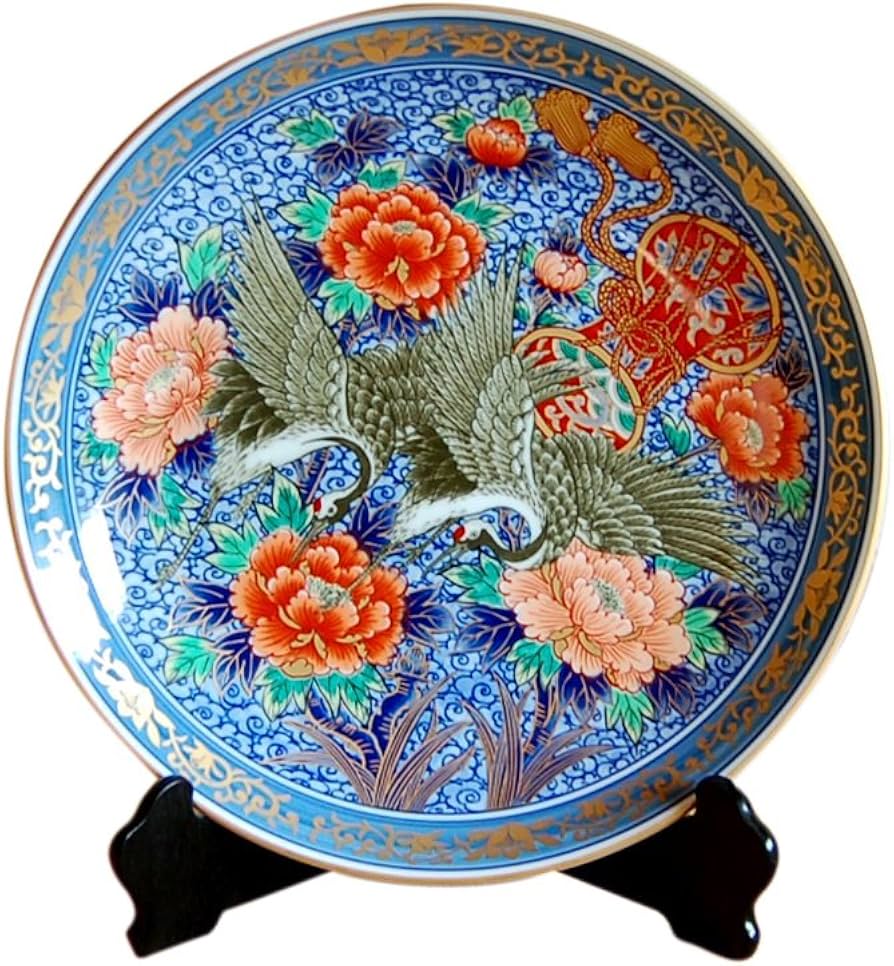 Amazon.co.jp: 飾り皿 絵皿 大皿 スタンド付き 有田焼 弥左ヱ門窯 陶器