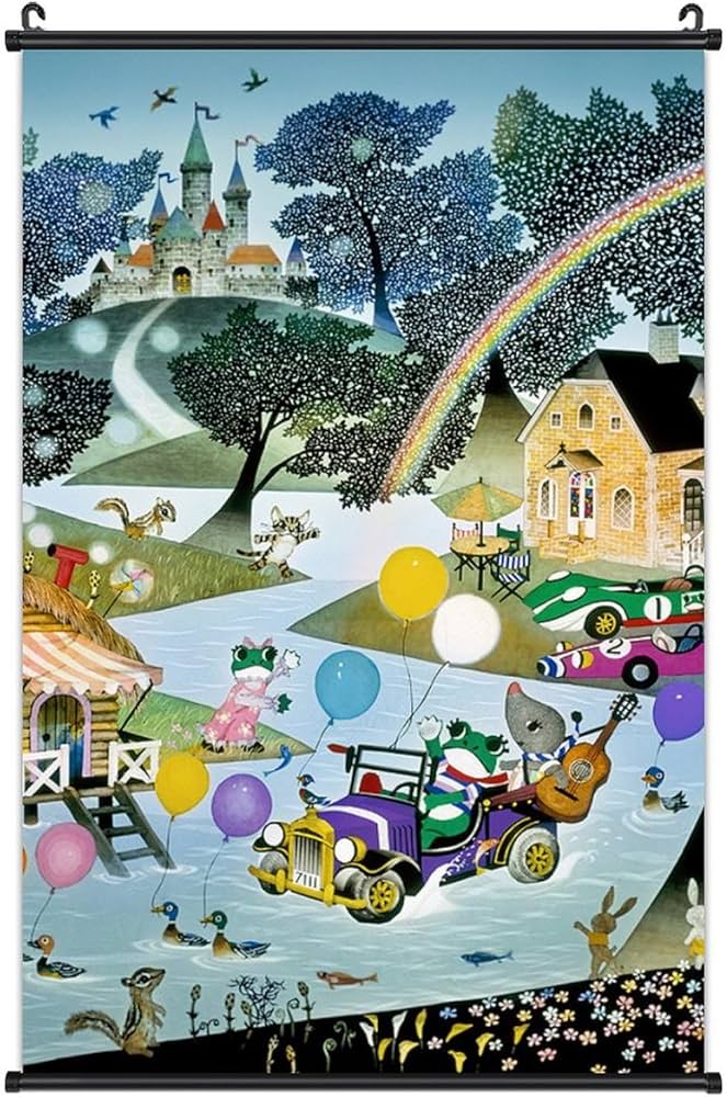 Amazon.co.jp: 藤城清治 ケロヨンワールド 掛ける絵 おしゃれ 軸物