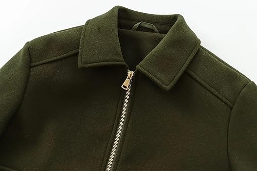 Amazon.com: Women's Wool Zip Jacket Fall Winter Wool Short Coat