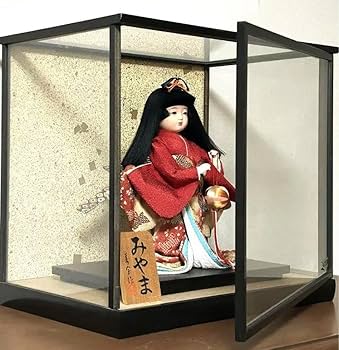 日本人形 赤色衣装 ガラスケース付き 日本人形 赤色 衣装 ガラスケース付き