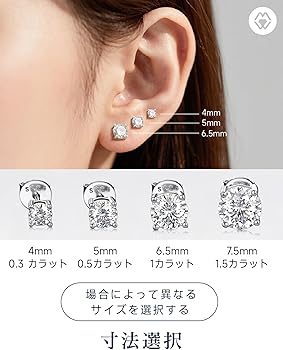 Amazon.co.jp: MomentWish モアサナイト ピアス レディース マンズ 0.6