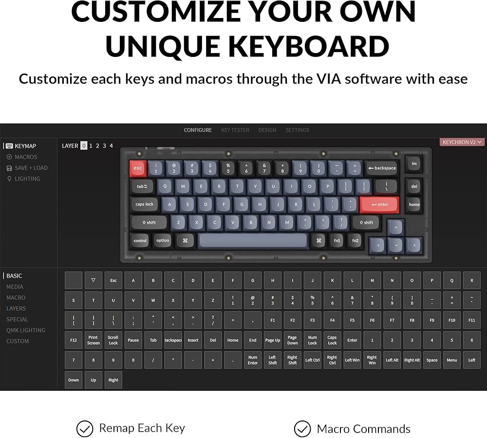 Amazon.co.jp: Keychron V2 有線カスタムメカニカルキーボード 65